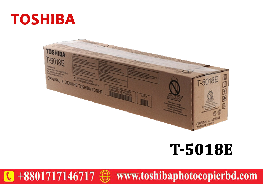 Toshiba T-5018E Black Original & Genuine Toner Cartridge Supplies are specifically designed for the following Models: Toshiba e-Studio 2518A; 3018A; 3518A; 4518A & 5018A Photocopier Machines. It has 700gm weight and maximum yield ± 36000 pages @ 5% average coverage & Get a great value for everyday business coping/regular printing at your office.