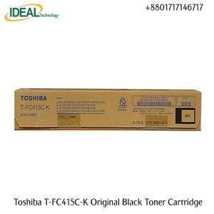 Toshiba T-FC415C-K Black Toner Cartridge with Best Price in Bangladesh Toshiba T-FC415C-K Black Original & Genuine Color Copier Toner Cartridge for Toshiba E STUDIO 2110AC, E STUDIO 3115AC, E STUDIO 2515AC, Toshiba E STUDIO 3015AC, Toshiba E STUDIO 3515AC, Toshiba E STUDIO 4515AC & Toshiba E STUDIO 5015AC. The Toshiba T-FC415P-K Black Genuine copier toner cartridge. This Toner Cartridge Also Supported the Following Models Toshiba E STUDIO 2515AC, Toshiba E STUDIO 2110AC, E STUDIO 3115AC, E STUDIO 3015AC, Toshiba E STUDIO 3515AC, Toshiba E STUDIO 4515AC & Toshiba E STUDIO 5015AC. It has 550gm weight and maximum yield ± 25000 pages @5% average coverage.