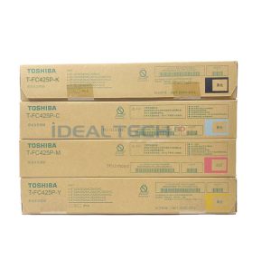 Brand Toshiba Model T-FC425P-CMYK Toner Yield Approx 28,000 Pages/Set @ 5% Average Coverage Printing Technology Laser Color Cyan, Magenta, Yellow & Black Weight 570 gm (Each Cartridge) Toner Type Toshiba Original & Genuine Toner Cartridge Supported Printers Toshiba e-Studio 2020AC, 2520AC, 2525AC, 3025AC, 3525AC, 4525AC, 5525AC/6525AC/3525ACG, 4525ACG, 5525ACG, 6525ACG Color Photocopiers Cyan Toner Model T-FC425P-C Magenta Toner Model T-FC425P-M Yellow Toner Model T-FC425P-Y Black Toner Model T-FC425-K