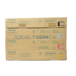 Brand Toshiba Model T-FC425P-CMYK Toner Yield Approx 28,000 Pages/Set @ 5% Average Coverage Printing Technology Laser Color Cyan, Magenta, Yellow & Black Weight 570 gm (Each Cartridge) Toner Type Toshiba Original & Genuine Toner Cartridge Supported Printers Toshiba e-Studio 2020AC, 2520AC, 2525AC, 3025AC, 3525AC, 4525AC, 5525AC/6525AC/3525ACG, 4525ACG, 5525ACG, 6525ACG Color Photocopiers Cyan Toner Model T-FC425P-C Magenta Toner Model T-FC425P-M Yellow Toner Model T-FC425P-Y Black Toner Model T-FC425-K
