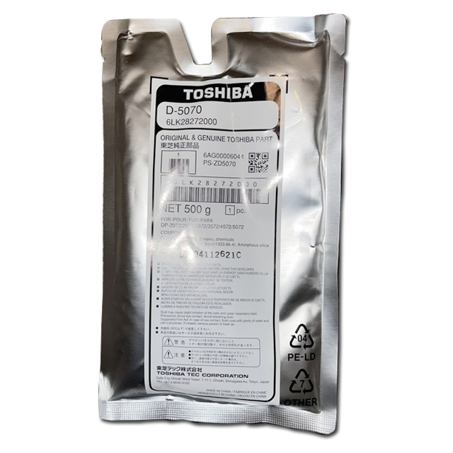 Buy Toshiba D-5070 Original Black Developer 6LK28272000 Best Price in Bangladesh Toshiba D-30208 Original Black Developer is formulated with ease to ensure your Toshiba laser printer produces the highest quality output. The developer is an excellent choice for Toshiba e-Studio 257,307,357, 457, 507, 2508A, 3008A, 3508A, 4508A, 5008A, 2518A, 3018A, 3518A, 4518A, 5018A, 2618A, 3118A, 3618A, 4618A, 5118A, 2528A, 3028A, 3528A, 4528A Series Photocopier developers. It has a copy life of over 100000+ pages and a total weight of 500gm. It does not have any warranty.