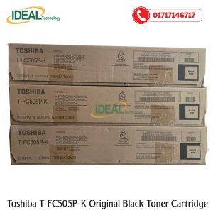 Brand: TOSHIBA Model: T-FC505P-K Colour Type: Black (B) Print Technology: Laser Printing Yield (Approx): ± 20,000 Pages/Set Compatible: Toshiba e-Studio 2505AC,3005AC,3505AC,4505AC,5005AC.