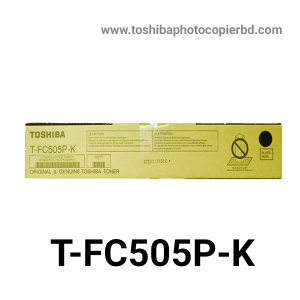 Buy Toshiba T-FC505P-K Black Toner Cartridge with Best Price in Bangladesh Toshiba T-FC505P-K Black Original & Genuine Color Copier Toner Cartridge for Toshiba E STUDIO 2505AC, Toshiba E STUDIO 3005AC, Toshiba E STUDIO 3505AC, Toshiba E STUDIO 4505AC & Toshiba E STUDIO 5005AC Colour Photocopier Machines. Ihis Toner Cartridge has 550gm weight and maximum yield ±20000 pages @5% average coverage. Always Use your Copier Machines Original & Genuine Toner Cartridge & Get a great value for everyday Business Coping / Printing. The Toshiba T-FC505P-K Genuine Black Toner Cartridge Also Supported the Following Photocopier Models: Toshiba E STUDIO 2505AC, Toshiba E STUDIO 3005AC, Toshiba E STUDIO 3505AC, Toshiba E STUDIO 4505AC & Toshiba E STUDIO 5005AC.