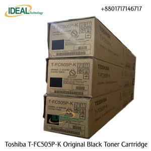 Buy Toshiba T-FC505P-K Black Toner Cartridge with Best Price in Bangladesh Toshiba T-FC505P-K Black Original & Genuine Color Copier Toner Cartridge for Toshiba E STUDIO 2505AC, Toshiba E STUDIO 3005AC, Toshiba E STUDIO 3505AC, Toshiba E STUDIO 4505AC & Toshiba E STUDIO 5005AC Colour Photocopier Machines. Ihis Toner Cartridge has 550gm weight and maximum yield ±20000 pages @5% average coverage. Always Use your Copier Machines Original & Genuine Toner Cartridge & Get a great value for everyday Business Coping / Printing. The Toshiba T-FC505P-K Genuine Black Toner Cartridge Also Supported the Following Photocopier Models: Toshiba E STUDIO 2505AC, Toshiba E STUDIO 3005AC, Toshiba E STUDIO 3505AC, Toshiba E STUDIO 4505AC & Toshiba E STUDIO 5005AC.