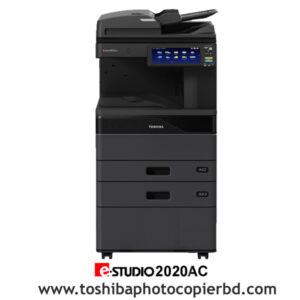 Specification General Information Brand Toshiba Model e-Studio 2020AC Display 10.1" Colour WSVGA Touch Screen Printing Features Print Speed Color: 20 B & W: 20 Warm-Up Time Approx. 21 sec First-Print-Out Time Color: Less than 9.5 sec. B & W: Less than 7.1 sec Resolution 600 × 600 dpi Duplex Printing Yes Print Technology Laser Copying Features Copy Speed Color: Less than 9.5 sec. B & W: Less than 7.1 sec Resolution 600 × 600 dpi Scanning Features Scan Speed Up to 73 spm (300 dpi) Scan Technology 100/150/200/300/400/600 dpi Fax Modem speed Super G3 / 33.6kbps - 2.4 kbps Paper Handling Paper Size 100 × 148 to A3 / 100 × 148 to LD Paper Weight 60 - 209 g/m² / 16 lb. Bond - 110 lb. Index Input Capacity Standard: 350 sheets Maximum: 2,900 sheets Duty-Cycle 50000 Sheets Maximum Number of Copies Up to 999 Connectivity LAN 10/100/1000baseT Wi-Fi Wi-Fi with Router connection USB USB 2.0 High Speed USB Refill Supplies Toner Toshiba T-FC425C-C, Toshiba T-FC425C-K, Toshiba T-FC425C-Y, Toshiba T-FC425C-M Warranty Warranty 01-Year Service Warranty (No Parts Warranty). 1 Year Free Service (Conveyance bill will be added for outside Dhaka customers/service) Description Buy Toshiba e-Studio 2020AC + Extra Drawer + RADF Color Copier Machine Price in Bangladesh The Toshiba E-Studio 2020AC Auto Duplex with Extra Drawer Colour Copier Machine, a versatile and efficient office solution, is currently priced at ৳188,000 in Bangladesh. This model stands out for its multifunctional capabilities, including copying, printing, scanning, and faxing, all in color. It boasts a laser print technology with a print speed of 20ppm (A4) and 10ppm (A3), and a high-resolution output of 600 x 600dpi. The automatic duplex printing feature adds to its efficiency. With a warm-up time of approximately 21 seconds and a first-page copy speed of 9.5 seconds, the Toshiba E-Studio 2020AC is designed for productivity. Its advanced scan and fax features, coupled with a substantial paper-handling capacity, make it an ideal choice for busy office environments. This model is available for purchase in Bangladesh, with EMI options and a 1-year service warranty, making it a valuable addition to any professional setting. Buy Toshiba e-Studio 2020AC + Extra Drawer + RADF Color Copier Machine has Copy / Print and Scan Function, 20 ppm A4, 12 ppm A3. copy / print speed, 1200 x99200 1bit DPI resolution, Paper Capacity (Tray 1: 250 pages + Tray 2: 550 pages + Bypass: 100 pages = 900 Pages) 900 Sheets & Max (Optional) 2900 Sheets paper capacity, 84.000 Colour, 84.000 Monochrome. sheets monthly duty cycle, 4 GB RAM, SSD 128GB, Optional 320GB HHD Drive, Scan to e-filing, USB, PC, SMB, FTP, Email, Twain, Files, Mobile Printing, Network Printing, Cloud Printing, Top Access, e-filing, Template & Standard Scan OCR. The Toshiba e-Studio 2020AC With Extra Drawer & RADF is packed with industry-leading Technology and innovations designed to help workgroups connect, integrate and simplify all within a compact footprint. Toshiba’s state-of-the-art multifunction A3 colour systems, with impressive features for outstanding document output at speeds of up to 20 ppm. The tablet-style user interface not only makes the systems intuitive to use, it can also be customized according to business requirements. Including this is e-Studio 2020AC Basic Machine + RADF + Extra Drawer + High Desk and Others Optional Items has Large-capacity 300-sheet Dual Scan Document Feeder - DSDF, Finisher, LCF etc. not Including this, Price. In today's fast-paced business environment, having a reliable and efficient color copier is essential for smooth office operations. The Toshiba E-Studio 2020AC Auto Duplex Colour Copier Machine stands out as a multifunctional powerhouse, designed to meet the diverse needs of modern workplaces. This section introduces you to the Toshiba E-Studio 2020AC, highlighting its significance in the realm of office equipment and how it can transform your document management and printing tasks. What is the price of Toshiba e-Studio 2020AC + Extra Drawer + RADF Color Copier in Bangladesh? The latest price of Toshiba e-Studio 2020AC + Extra Drawer + RADF Color Copier in Bangladesh is ৳188,000.00 . You can buy the Toshiba e-Studio 2020AC + Extra Drawer + RADF Color Copier