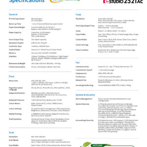 Toshiba e-Studio 2021AC Color Multifunction Printer – Specifications Overview