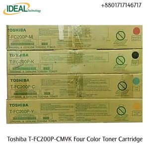 Buy Toshiba T-FC200P-CMYK Full Set (Four Color 4 Pcs) Toner Cartridge Price in BD The Toshiba T-FC-200P-CMYK Full Set (Four Color 4 Pcs) Original & Genuine Color Copier Toner Cartridge is made for Toshiba e-Studio 2000AC & e-Studio 2500AC Digital Multifunctional Colour Photocopier Machines. The Toshiba T-FC200P-CMYK Full Set (Four Color 4 Pcs) Genuine copier toner cartridge. This Toner Cartridge Also Supported the Following Models Toshiba e-Studio 2000AC & e-Studio 2500AC. It has 550gm weight and maximum yield ± 15000 pages/Set @5% average coverage.