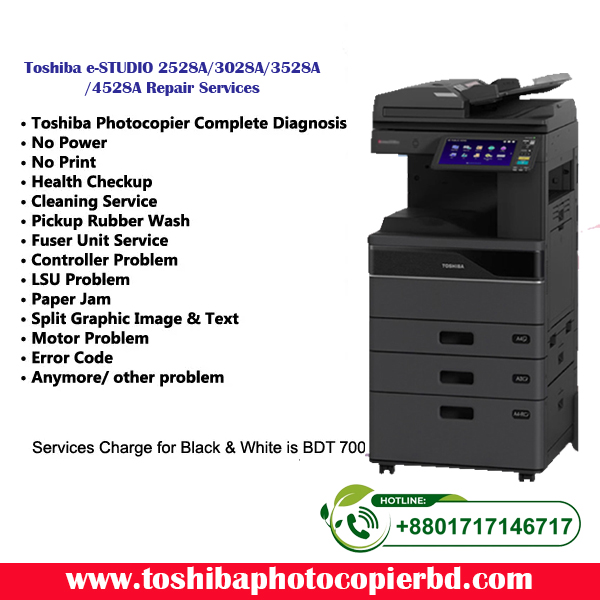 Toshiba e-STUDIO 2528A/3028A/3528A/4528A Repair Services in Bangladesh Introduction In a fast-paced business environment, having reliable printing and copying equipment is essential for smooth operations. If you are in Bangladesh and facing issues with your Toshiba e-STUDIO 2528A/3028A/3528A/4528A machines, you need a trusted repair service provider to get them back up and running efficiently. Ideal Technology BD is your go-to solution for all your Toshiba e-STUDIO repair needs in Bangladesh. Why Choose Ideal Technology BD? Expert Technicians: Our team of technicians is highly trained and certified to work on Toshiba e-STUDIO machines, ensuring that your equipment is in good hands. Quick Turnaround: We understand the importance of having your equipment up and running as soon as possible. That's why we strive to provide quick and efficient repair services. Genuine Parts: We only use genuine Toshiba parts for replacements, ensuring the quality and longevity of your machines. Affordable Rates: We offer competitive rates for our repair services, making sure that you get the best value for your money. Services Offered At Ideal Technology BD, we offer a wide range of repair services for Toshiba e-STUDIO 2528A/3028A/3528A/4528A machines, including but not limited to: Troubleshooting and diagnosis of issues Regular maintenance to prevent future problems Replacement of faulty parts Software updates and patches Cleaning and servicing for optimal performance Common Issues with Toshiba e-STUDIO Machines Paper jams Error codes on the display Poor print quality Connectivity issues Slow performance Our Repair Process When you bring your Toshiba e-STUDIO machine to Ideal Technology BD for repair, here is what you can expect: Diagnosis: Our technicians will diagnose the issue with your machine and provide you with a detailed report of the problem. Repair: Once the issue is identified, we will proceed with the repair process using genuine Toshiba parts. Testing: After the repair is complete, we will test your machine to ensure that it is functioning properly. Quality Check: We will perform a final quality check to make sure that your Toshiba e-STUDIO machine is in optimum working condition. Frequently Asked Questions Q: How long will it take to repair my Toshiba e-STUDIO machine? A: The repair time can vary depending on the issue, but we strive to provide quick turnaround times for all our customers. Q: Is it necessary to use genuine Toshiba parts for repairs? A: Yes, using genuine Toshiba parts is crucial for the longevity and performance of your e-STUDIO machine. Conclusion Ideal Technology BD is your trusted partner for Toshiba e-STUDIO 2528A/3028A/3528A/4528A repair services in Bangladesh. With a team of expert technicians, genuine parts, and quick turnaround times, we ensure that your equipment is in good hands. Don't let a malfunctioning machine slow down your business operations - contact Ideal Technology BD today for reliable repair services. Meta Description For reliable Toshiba e-STUDIO 2528A/3028A/3528A/4528A repair services in Bangladesh, trust Ideal Technology BD. Expert technicians, genuine parts, and quick turnaround times guaranteed. By following these guidelines, the article should effectively showcase Ideal Technology BD's expertise and authority in providing repair services for Toshiba e-STUDIO machines in Bangladesh.