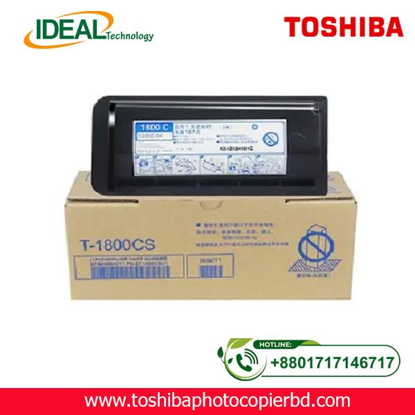 Brand Not Original Brand (Toshiba) Model T-1800CS-10K Printing Color Black Compatible With Toshiba e-Studio 18 Product Type Photocopier Toner Cartridge Printing Technology Laser Printer Page Yield ±10,000 Pages @ 5% Average Coverage Popular Demand on ToshibaT-1800CS-10K Copier Toner Price In Bangladesh. Toshiba T-1800CS-10K copier toner for e-Studio 18 Photocopier. This black Toshiba copy machine toner cartridge features laser printing technology, high-quality prints and copy, and a duty cycle of up to 10,000 pages. What is the price of Toshiba T-1800CS-10K Copier Toner Cartridge in Bangladesh? The latest price of the Toshiba T-1800CS-10K Copier Toner Cartridge in Bangladesh is 3,500৳. You can buy the Toshiba T-1800CS-10K Copier Toner Cartridge at best price from our website only.