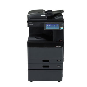 Toshiba e-Studio 4508A heavy duty black and white digital copier machine has duty cycle up to 150,000 pages, 45 PPM copy speed, 1200 x 1200 dpi copy resolution, toner yield ±40,000 pages, RADF, printer and scanner enabler, wireless LAN adapter and wireless antenna.