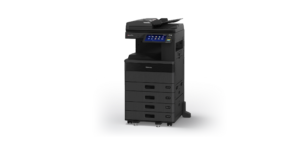 Toshiba Photocopier BD Service Center in Bangladesh – Customer support desk, copier repair zone, and service engineers working on Toshiba MFPs”