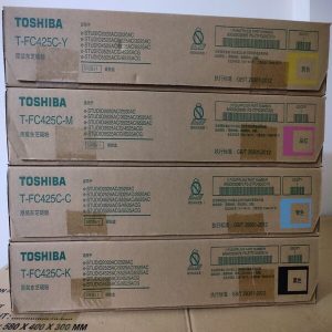 Brand: TOSHIBA Model: T-FC425C-CMYK (Four Color) Print Technology : Laser. Printing Yield (Approx): ± 30,000 Pages/Set. Colour Type: CMYK (Black, Cyan, Yellow, Magenta). Compatible: Toshiba e-Studio 2020AC, 2520AC, 3025AC.